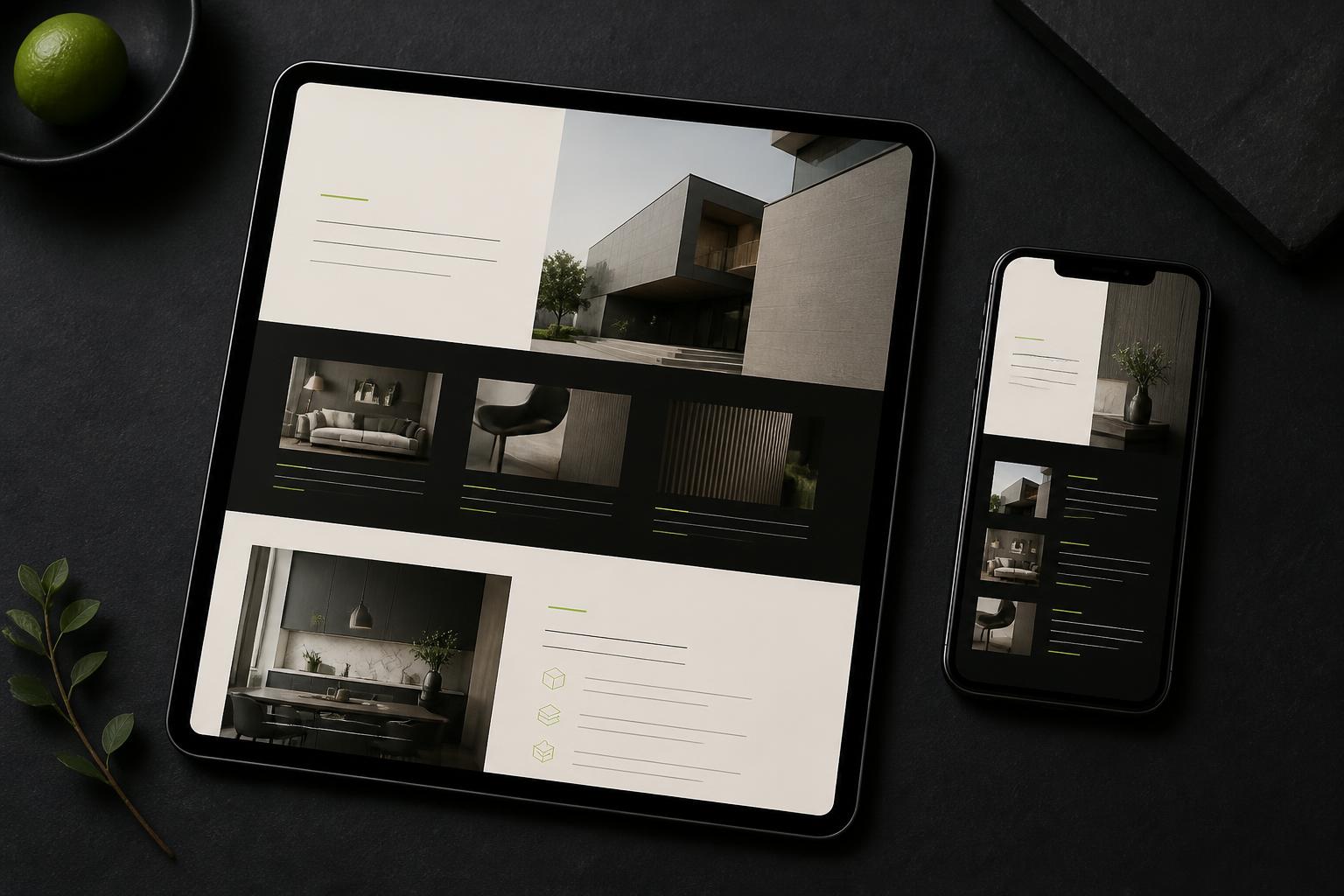 Concepto de sitio a medida en tableta y móvil